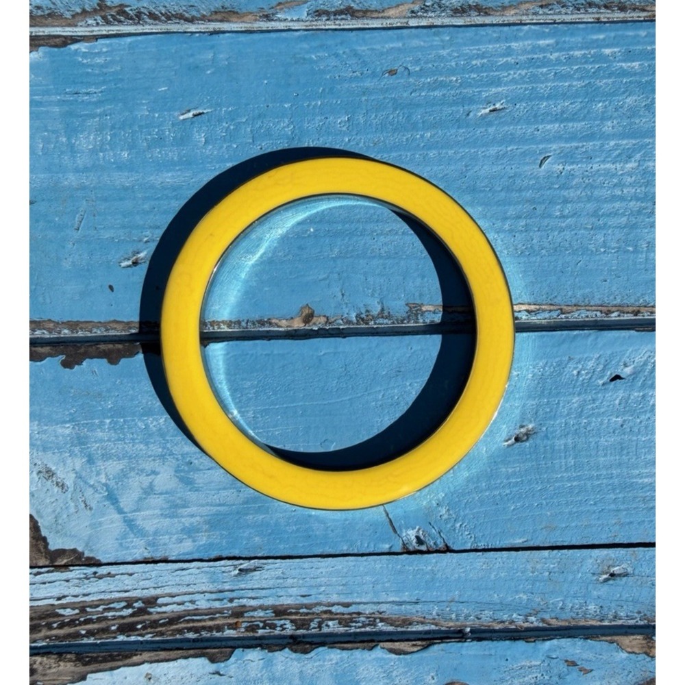 Unbranded Gold Tone Yellow Enamel Bangle‎ Bracelet Chunky Unique Retro Bold Gift